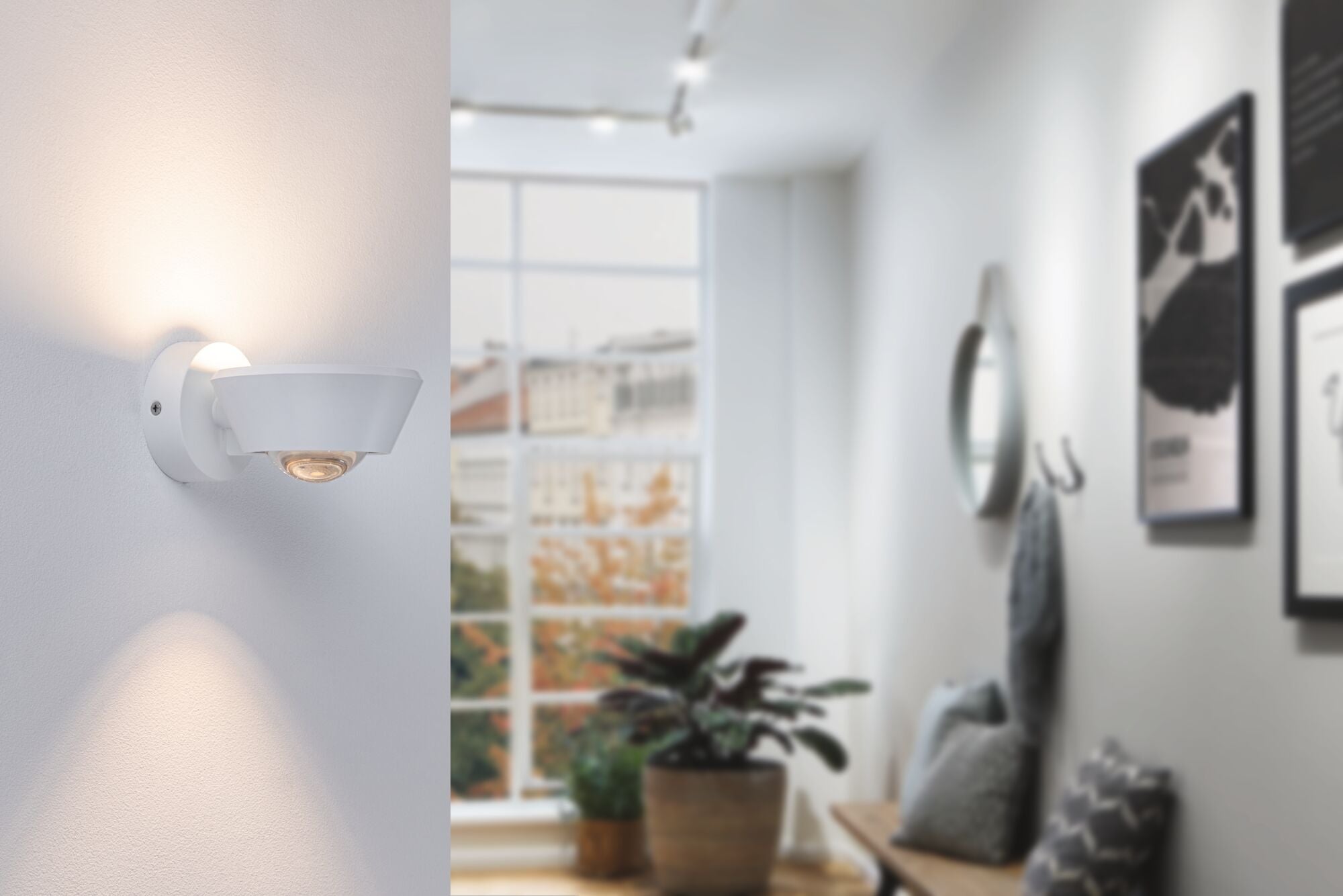 LED Wandleuchte Sabik IP44 2700K 800lm / 390lm 230V 9 / 1x4W dimmbar Weiß matt - Paulmann - 70946