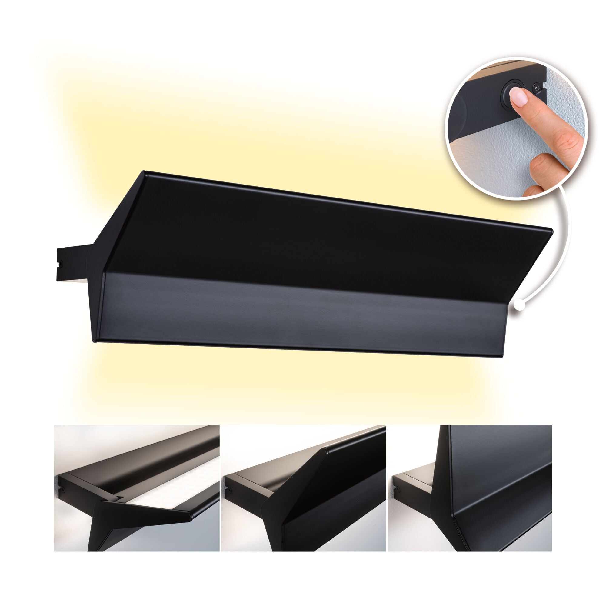 LED Wandleuchte Stine 2700K 1400lm / 410lm 230V 13 / 1x4W dimmbar Schwarz matt - Paulmann - 79509