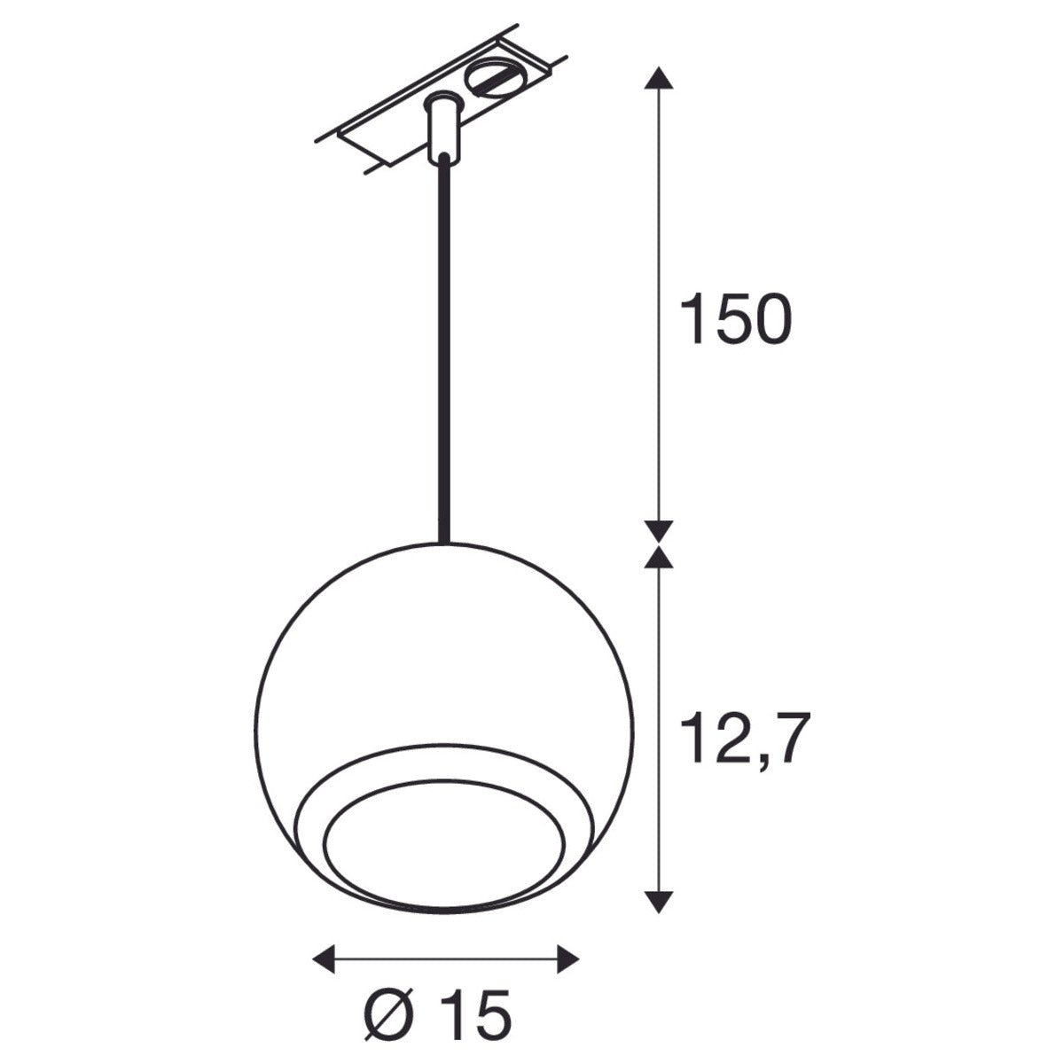 LIGHT EYE® 150 1~ Pendelleuchte, GU10, Pendellänge 150 cm, 1x max. 13 W, matt weiß - SLV - 1008175