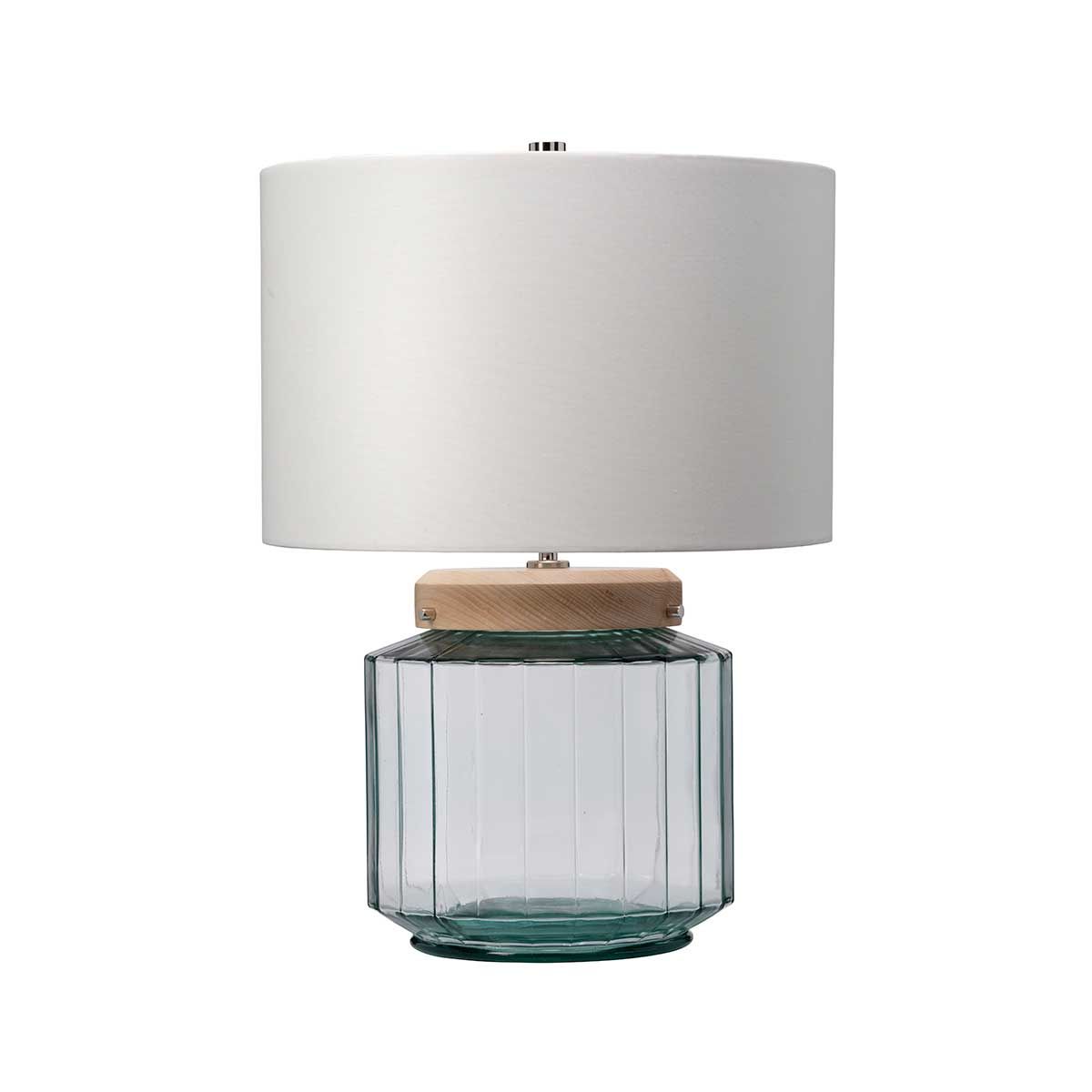 Luga Tischlampe - Natur - Metallarbeiten Nickel poliert - Glaswaren Klar/Natur - Holzlicht
