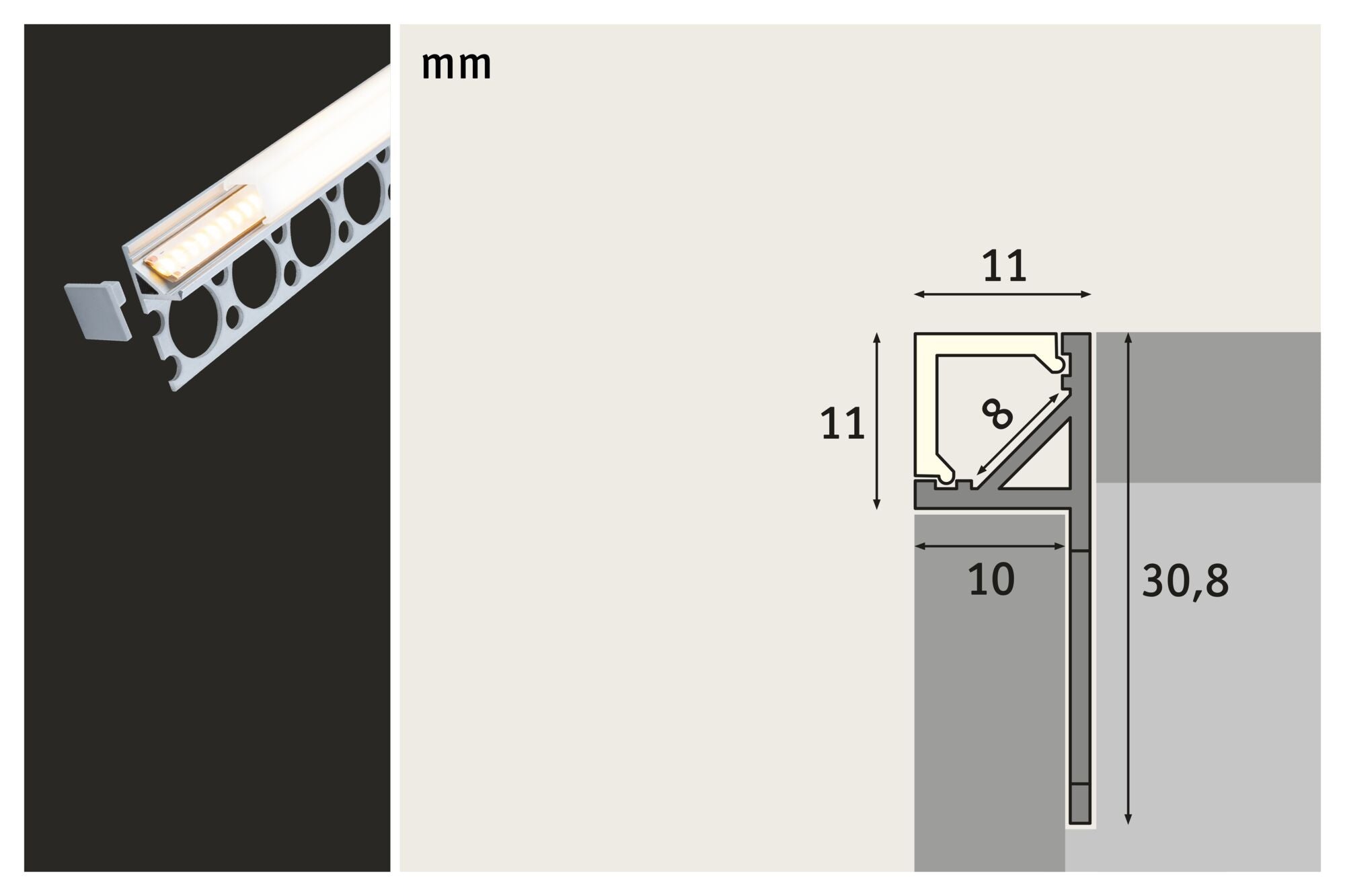 LumiTiles Frame 1m Alu eloxiert/Satin - Paulmann - 78411