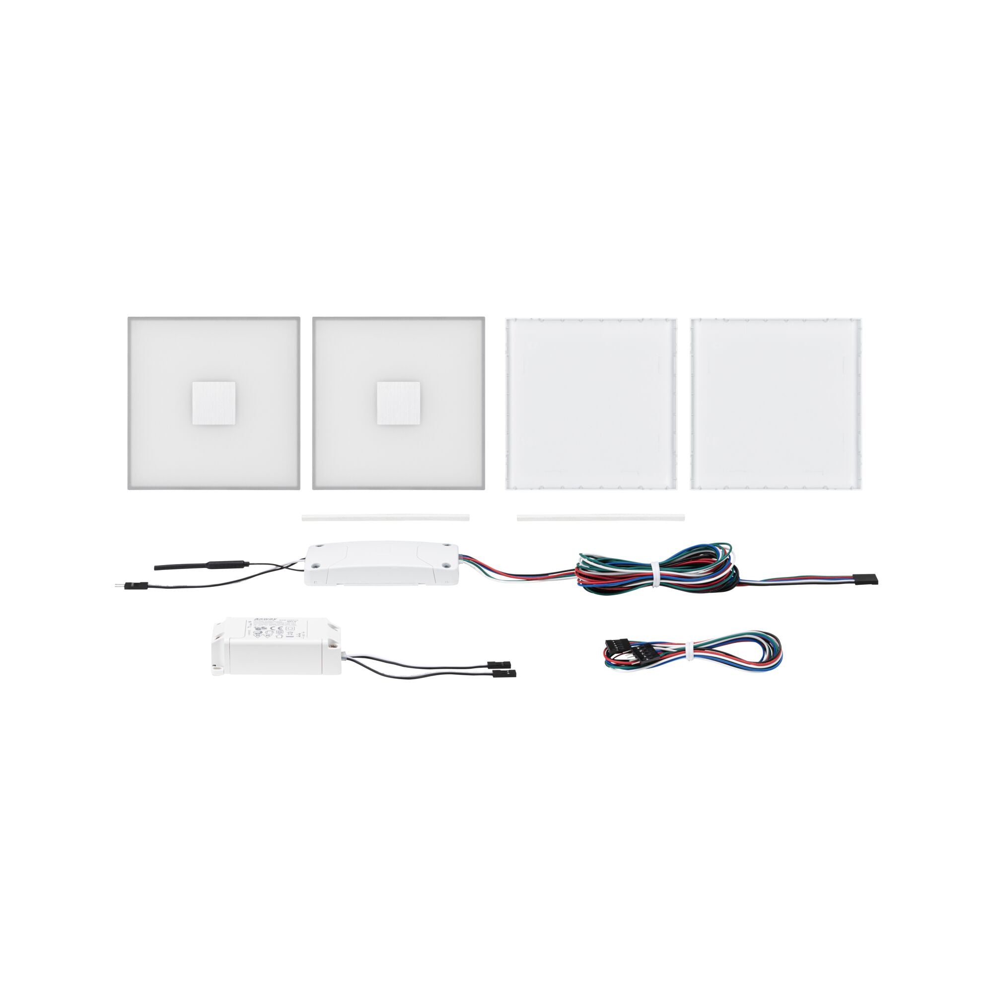 LumiTiles Square 2er - Set IP44 100x10mm 2x12lm 230/12V 2x0,8W dimmbar RGBW+ Weiß Kunststoff/Aluminium - Paulmann - 78412