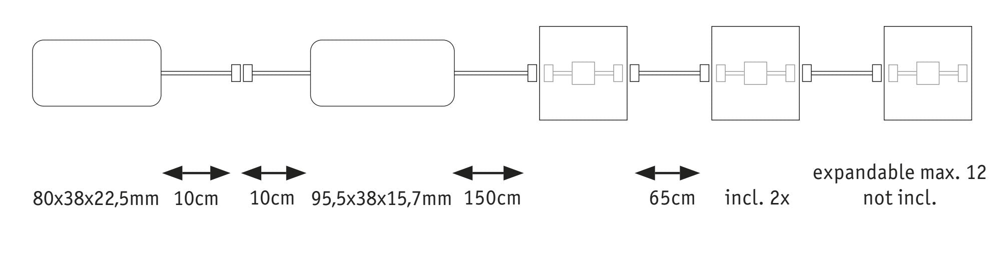 LumiTiles Square 2er - Set IP44 100x10mm 2x12lm 230/12V 2x0,8W dimmbar RGBW+ Weiß Kunststoff/Aluminium - Paulmann - 78412