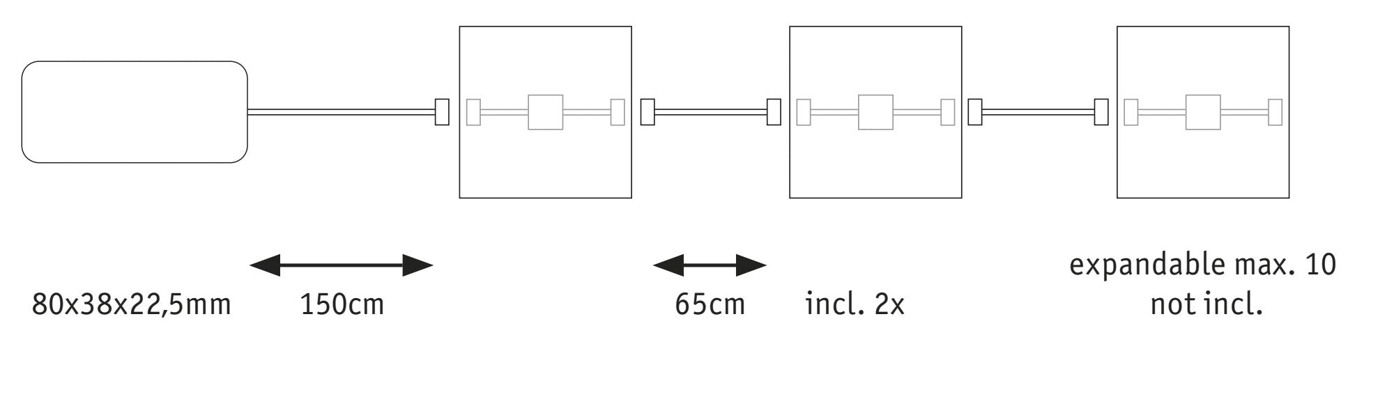 LumiTiles Square 2er - Set IP44 100x10mm 2x20lm 230/12V 2x0,8W 2700K Weiß Kunststoff/Aluminium - Paulmann - 78401