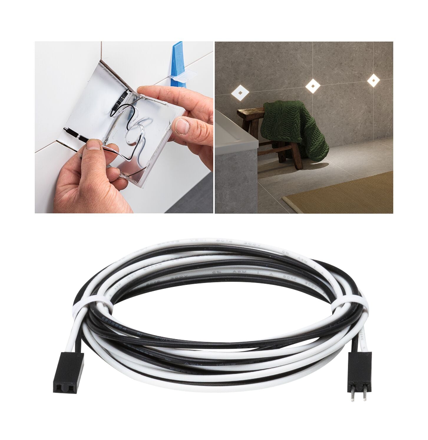 LumiTiles Square Warmweiß 0,65m 12V Schwarz Kunststoff - Paulmann - 78416