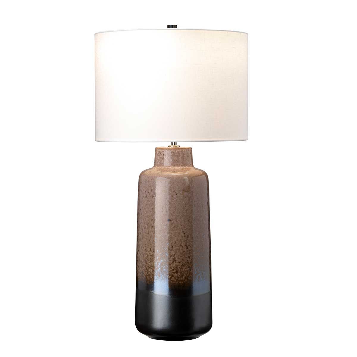 Tischlampe Maryland 1-flammig - Hellbraun und Mattgraphit mit weißem Schirm