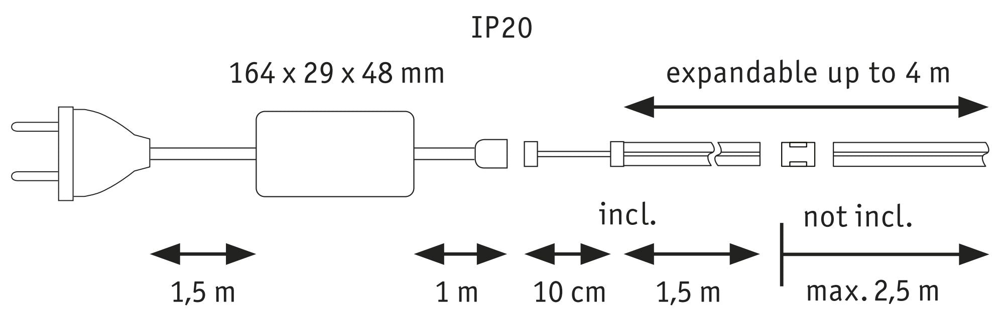 MaxLED 1000 Full - Line COB Basisset 1,5m 18W 1080lm/m 528 LEDs/m 2700K 40VA - Paulmann - 71048