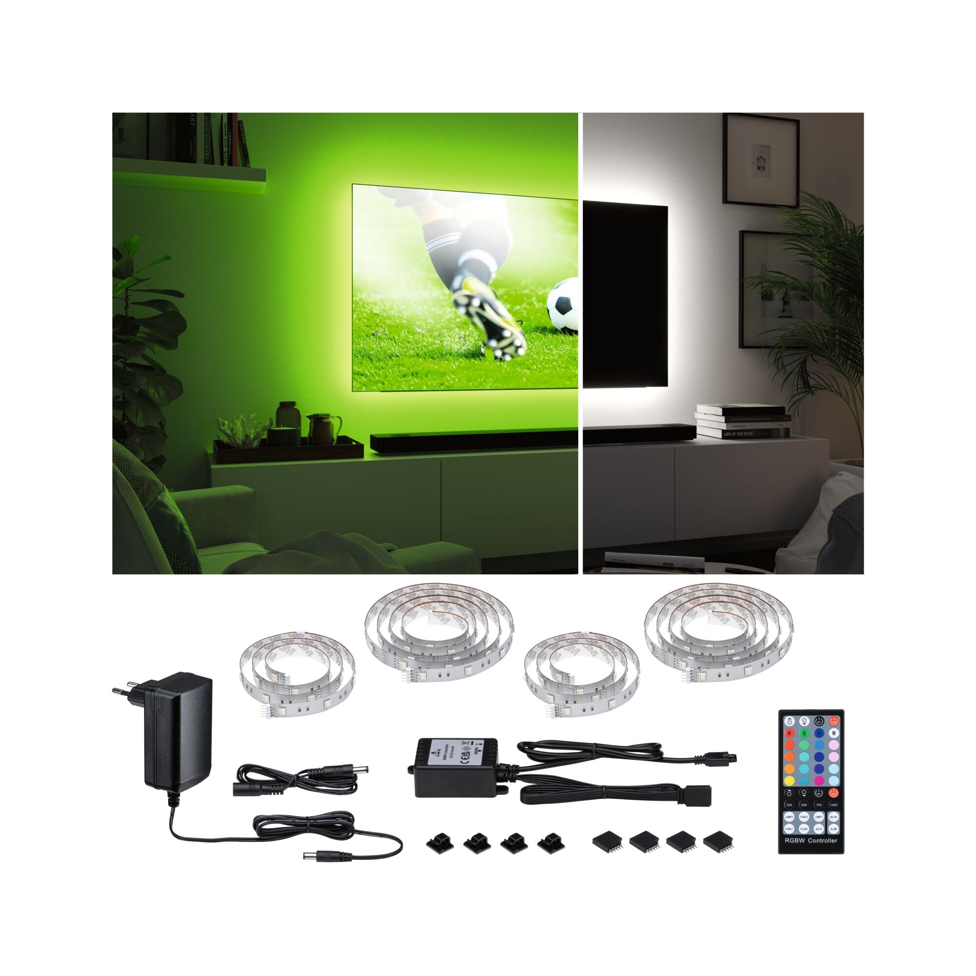 MaxLED 250 TV Comfort Basisset 55 Zoll 3,6m 20,5W 278lm/m 31 LEDs/m RGBW+ 24VA - Paulmann - 78875