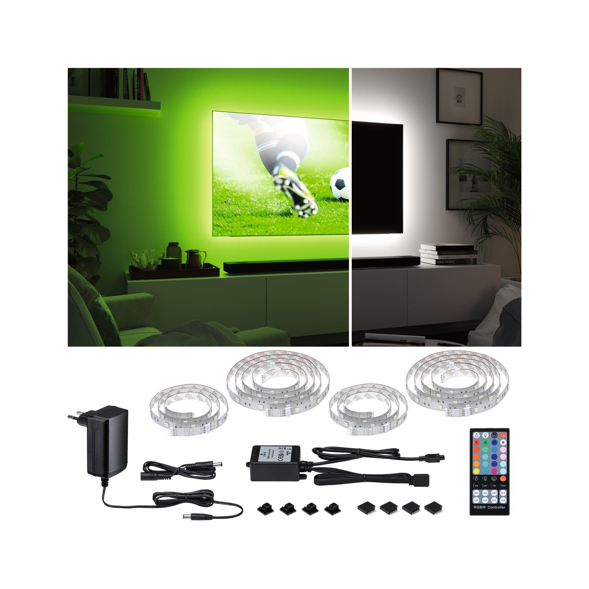MaxLED 250 TV Comfort Basisset 65 Zoll 4,3m 22W 233lm/m 28 LEDs/m RGBW+ 24VA - Paulmann - 78876