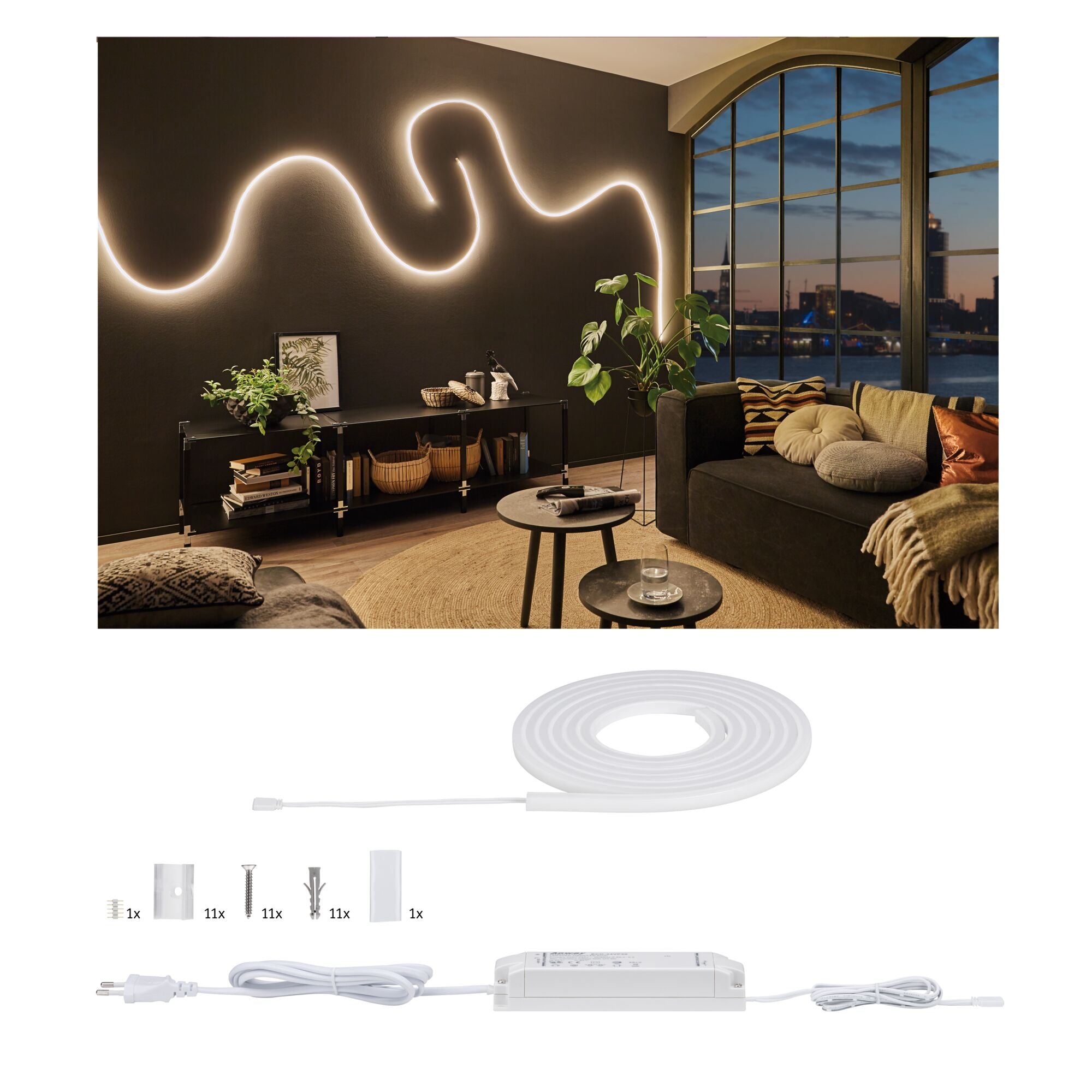 MaxLED Flow Warmweiß Basisset 3m 38W 750lm/m 180 LEDs/m 2700K 50VA - Paulmann - 70963