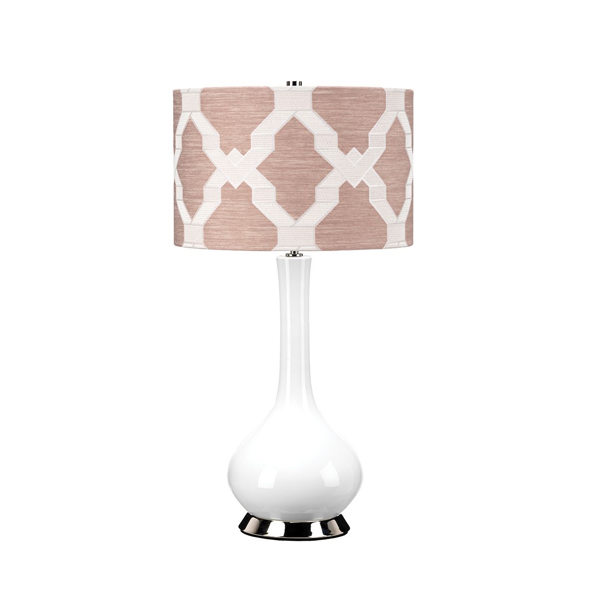 Milo 1-flammige Tischlampe - Poliertes Nickel, Weiß, Rosa