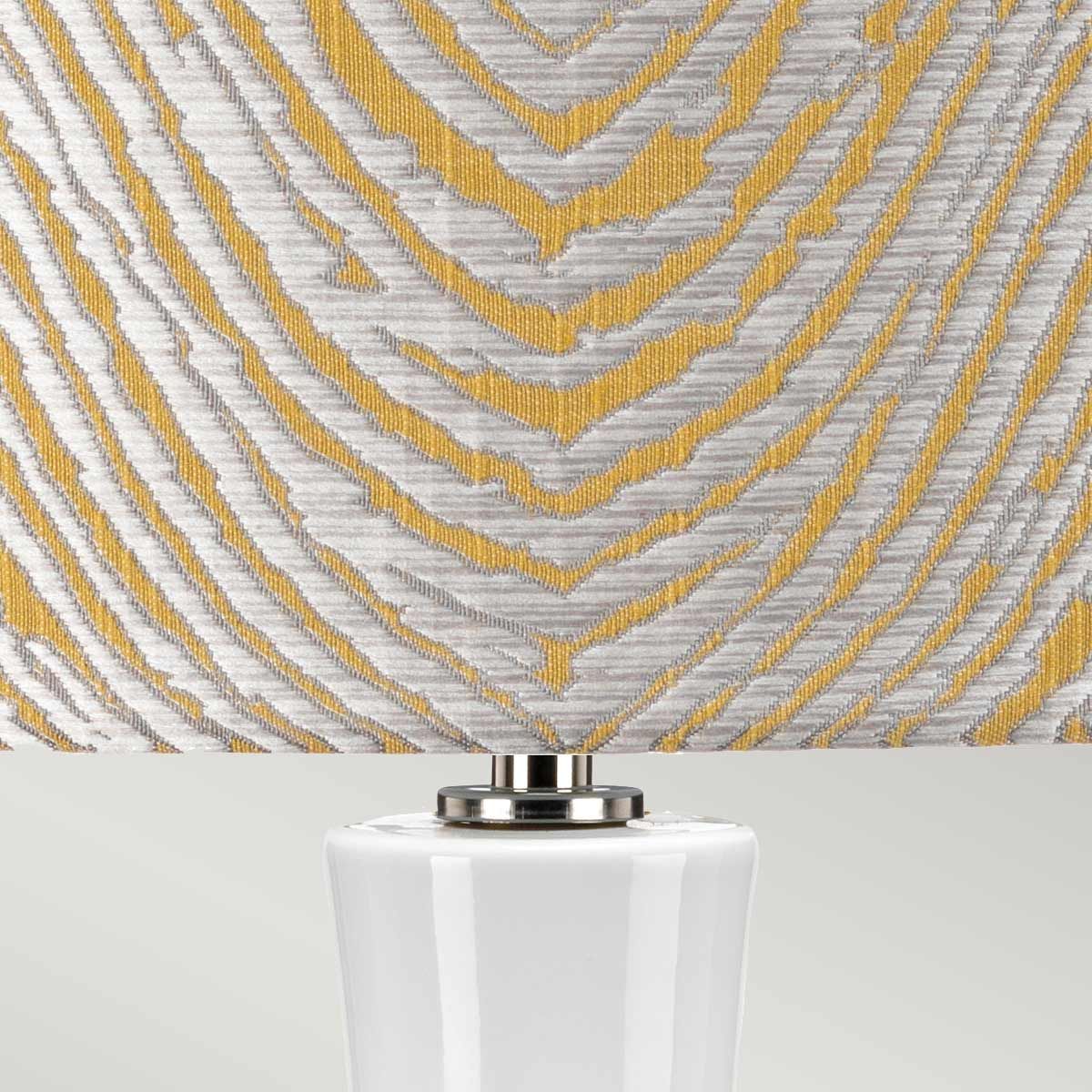 Milo 1-flammige Tischlampe - Poliertes Nickel, Weiß, Gelb