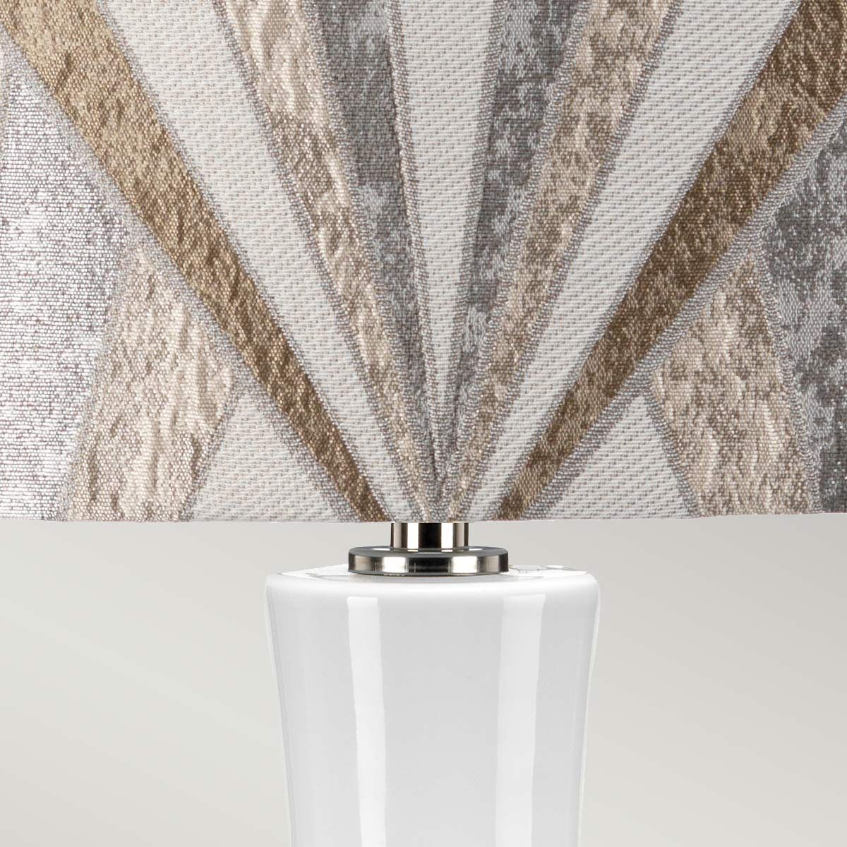 Milo 1-flammige Tischlampe - Poliertes Nickel, Weiß, Silber
