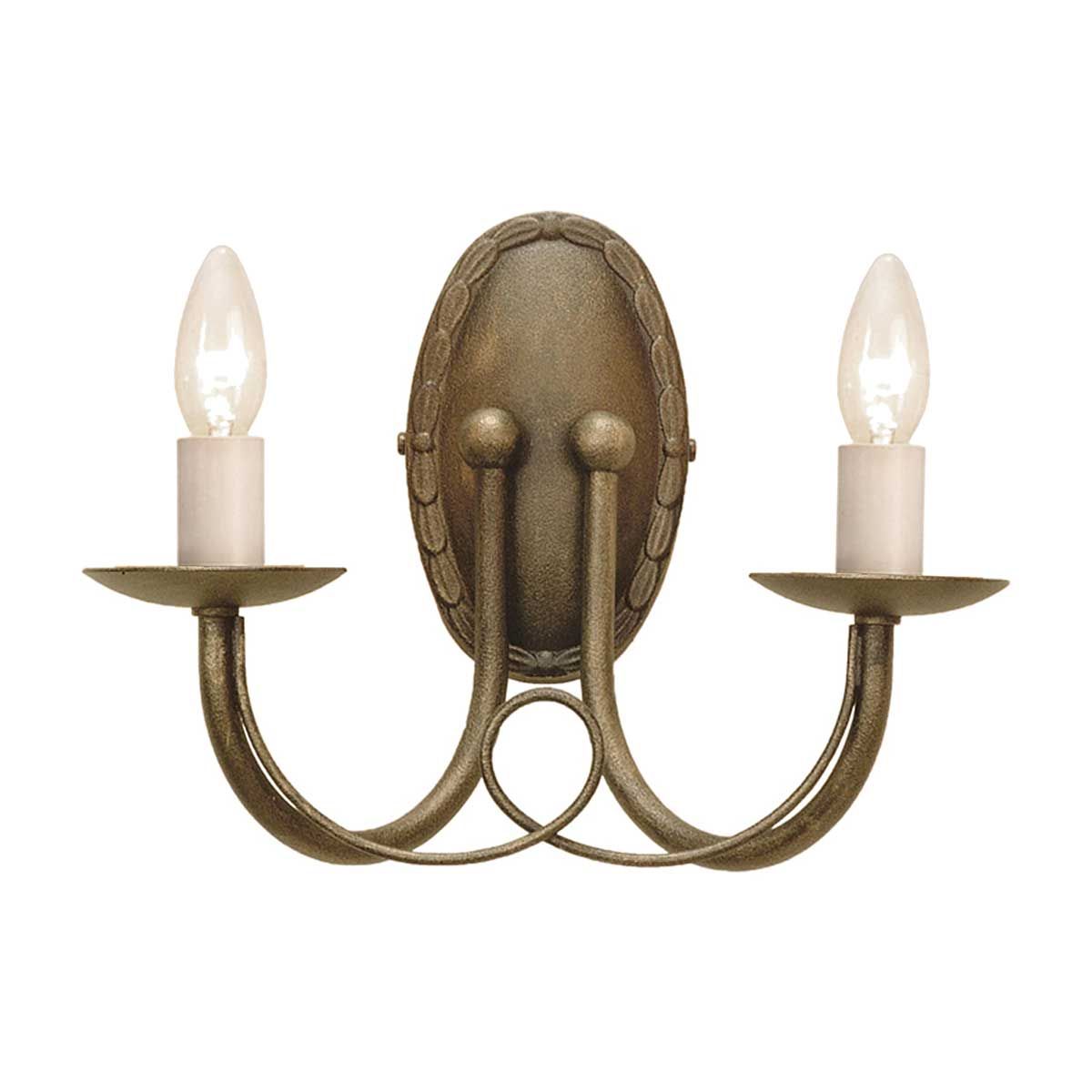 Minster 2-flammige Wandleuchte - Schwarz/Goldpatina