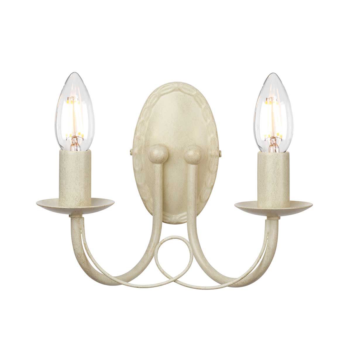 Minster 2-flammige Wandleuchte - Elfenbein/Goldpatina