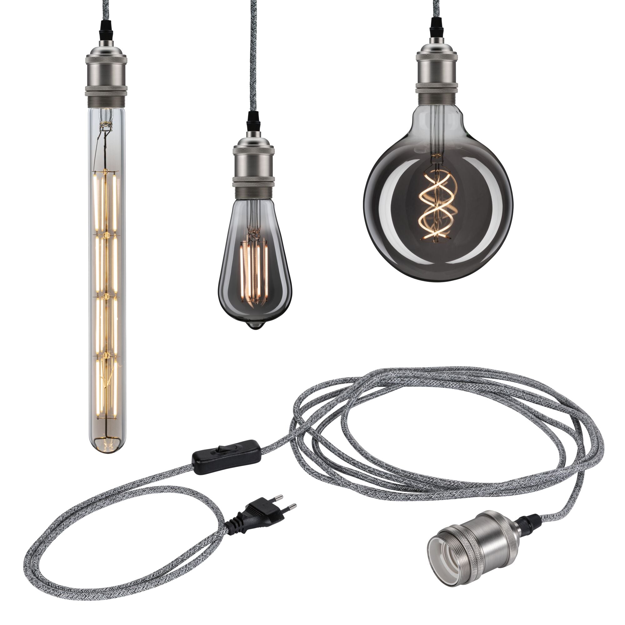 Neordic Eldar inkl. Stecker E27 max. 20W Grau/Nickel dimmbar Metall - Paulmann - 79771
