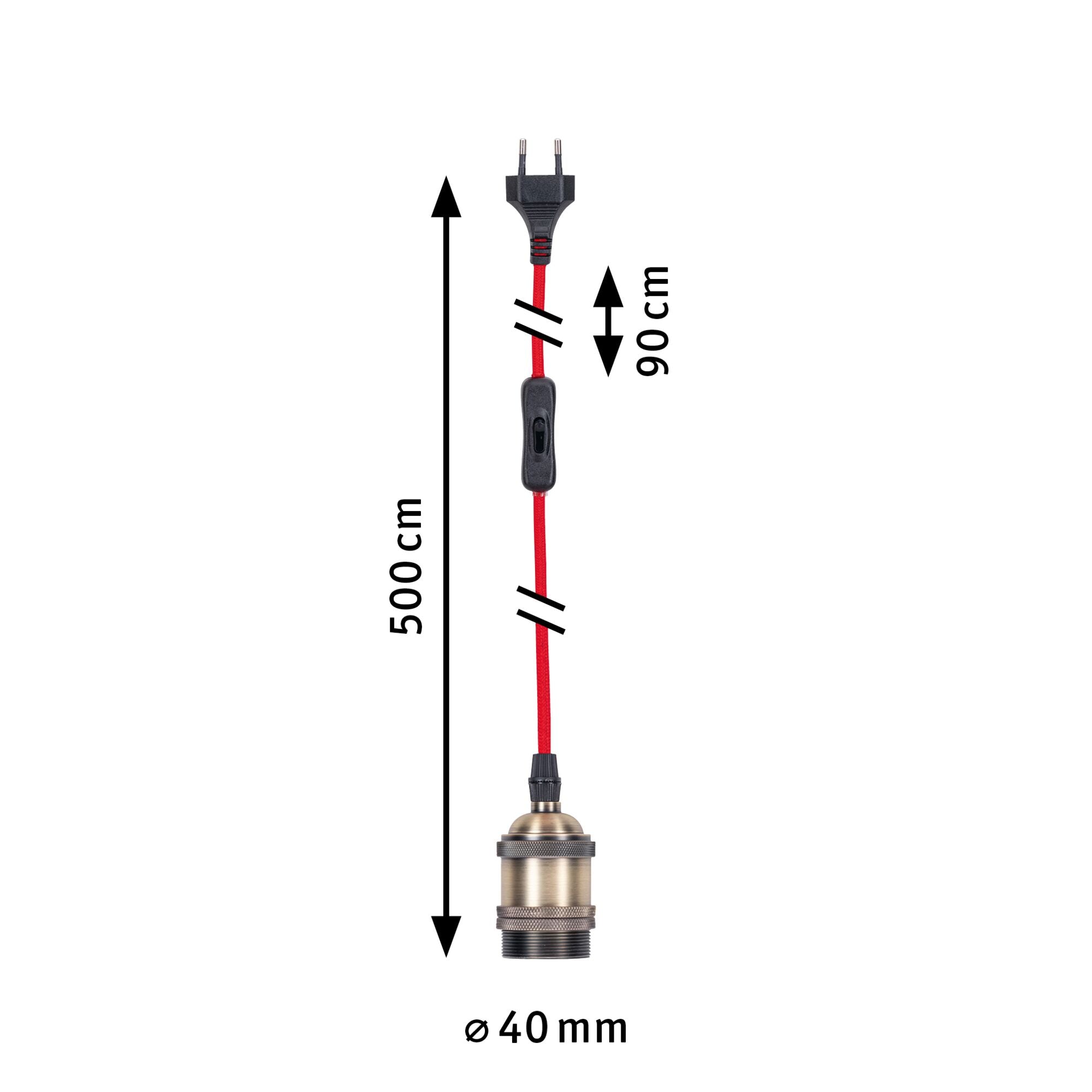 Neordic Eldar inkl. Stecker E27 max. 20W Rot/Nickel gebürstet dimmbar Metall - Paulmann - 79770