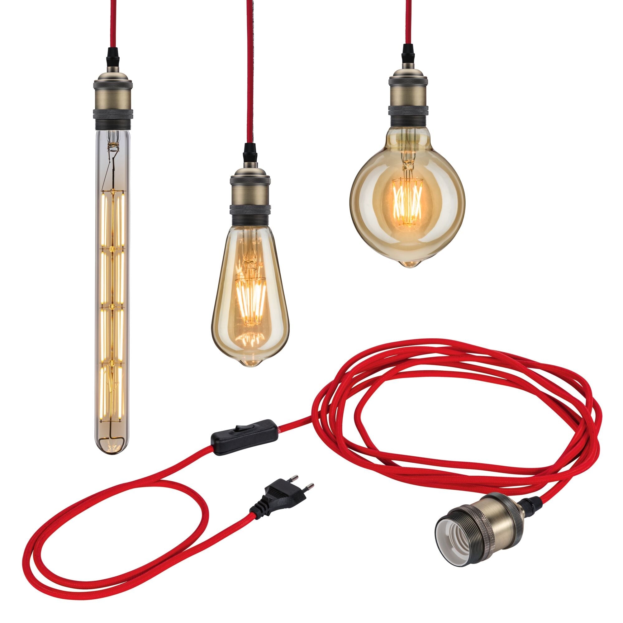 Neordic Eldar inkl. Stecker E27 max. 20W Rot/Nickel gebürstet dimmbar Metall - Paulmann - 79770