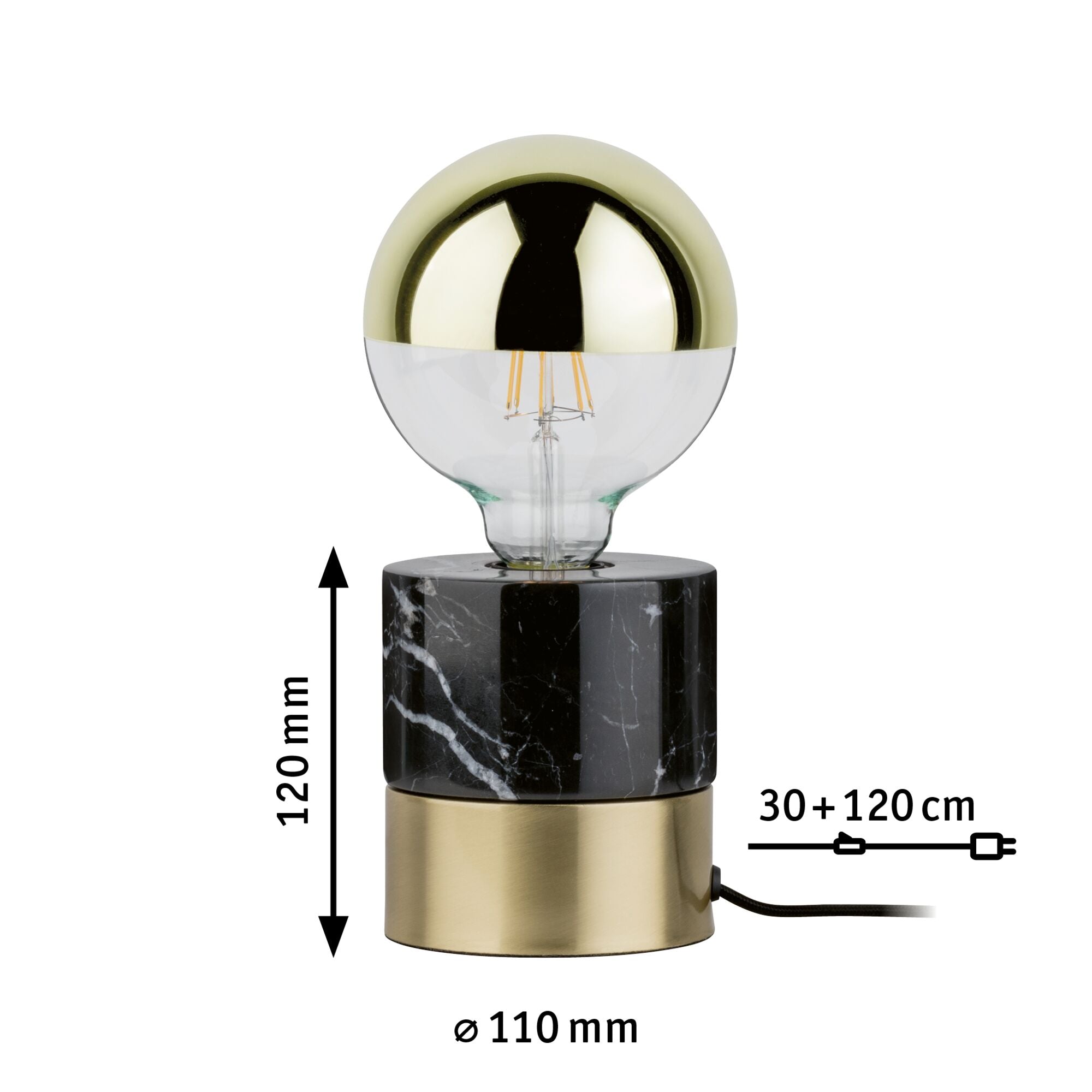Neordic Vala E27 max. 20W Messing gebürstet/Marmor Metall/Marmor - Paulmann - 79742