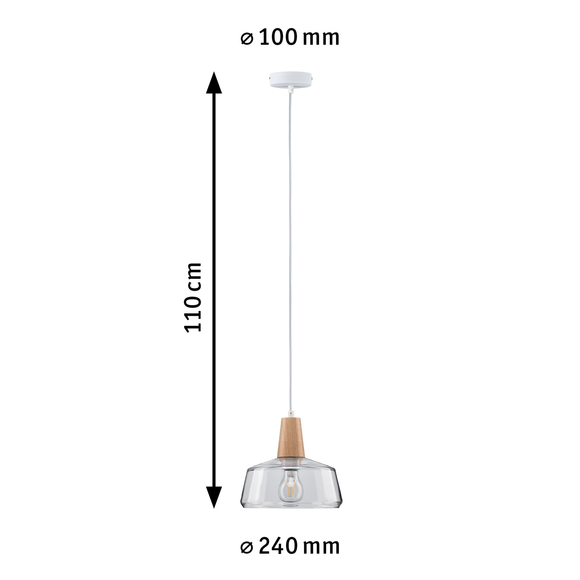 Neordic Yva E27 max. 20W Holz/Klar dimmbar Holz/Glas - Paulmann - 79744