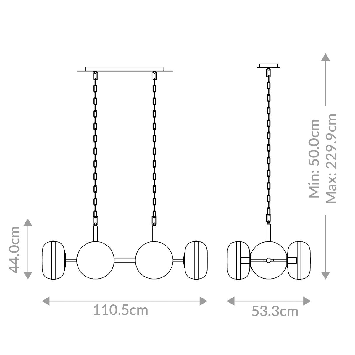 Nottingham 6 - flammige lineare Pendelleuchte - Eurofase - QN - NOTTINGHAM - 6LP - AB