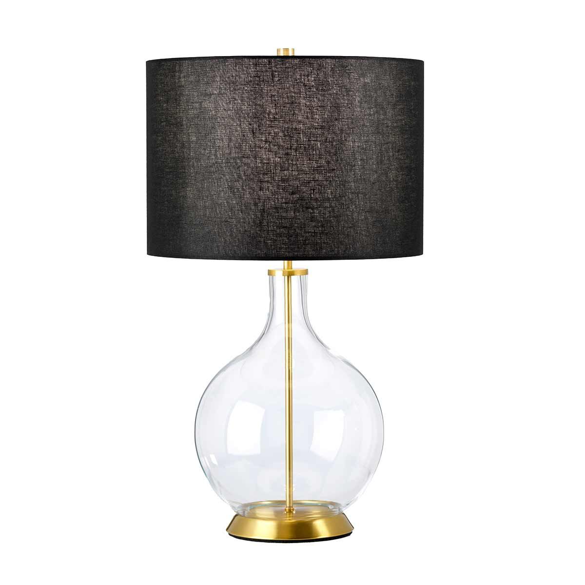 Orb 1-flammige Tischlampe (komplett mit schwarzem Schirm) – gealtertes Messing mit schwarzem Schirm