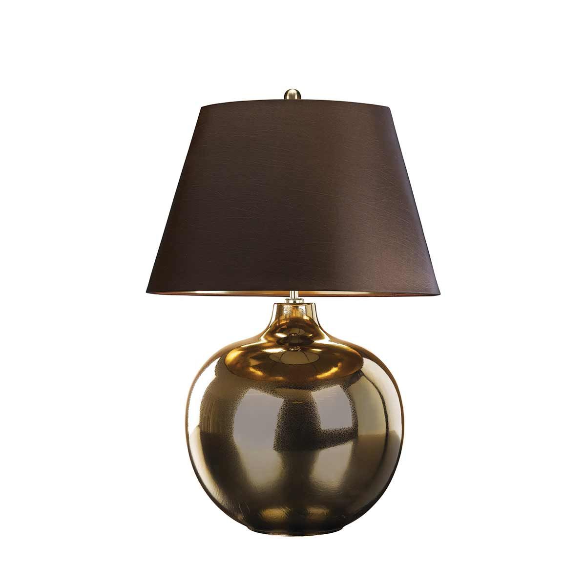 Ottoman 1-flammige Tischlampe - Bronze Metallic, brauner Schirm