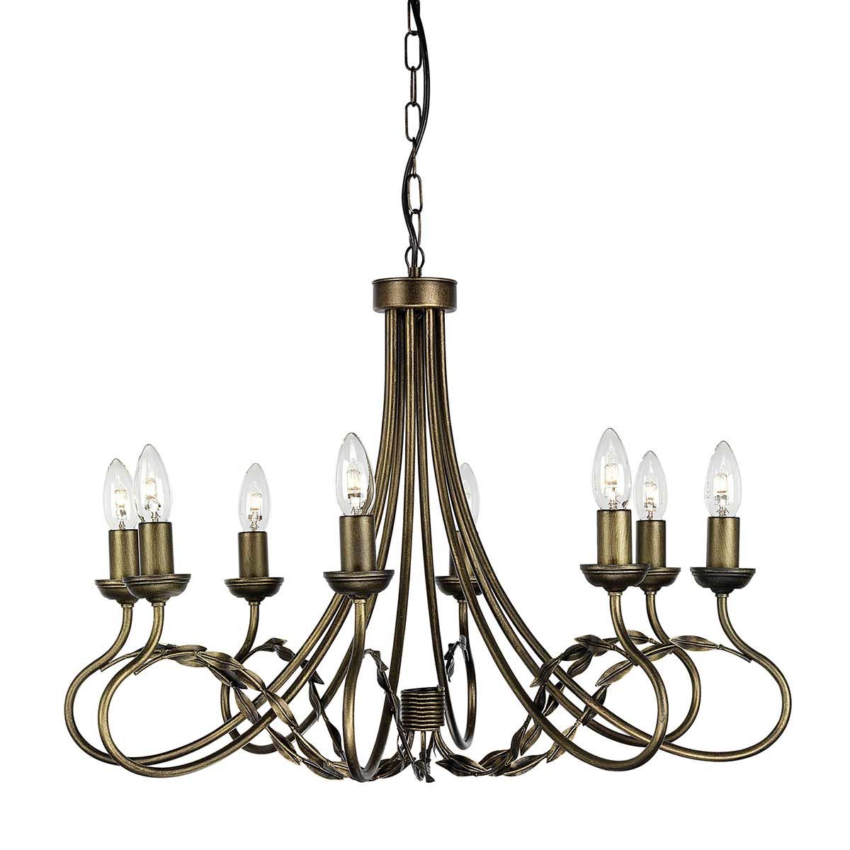 Kronleuchter Olivia, 8 Lichter, Schwarz/Goldpatina
