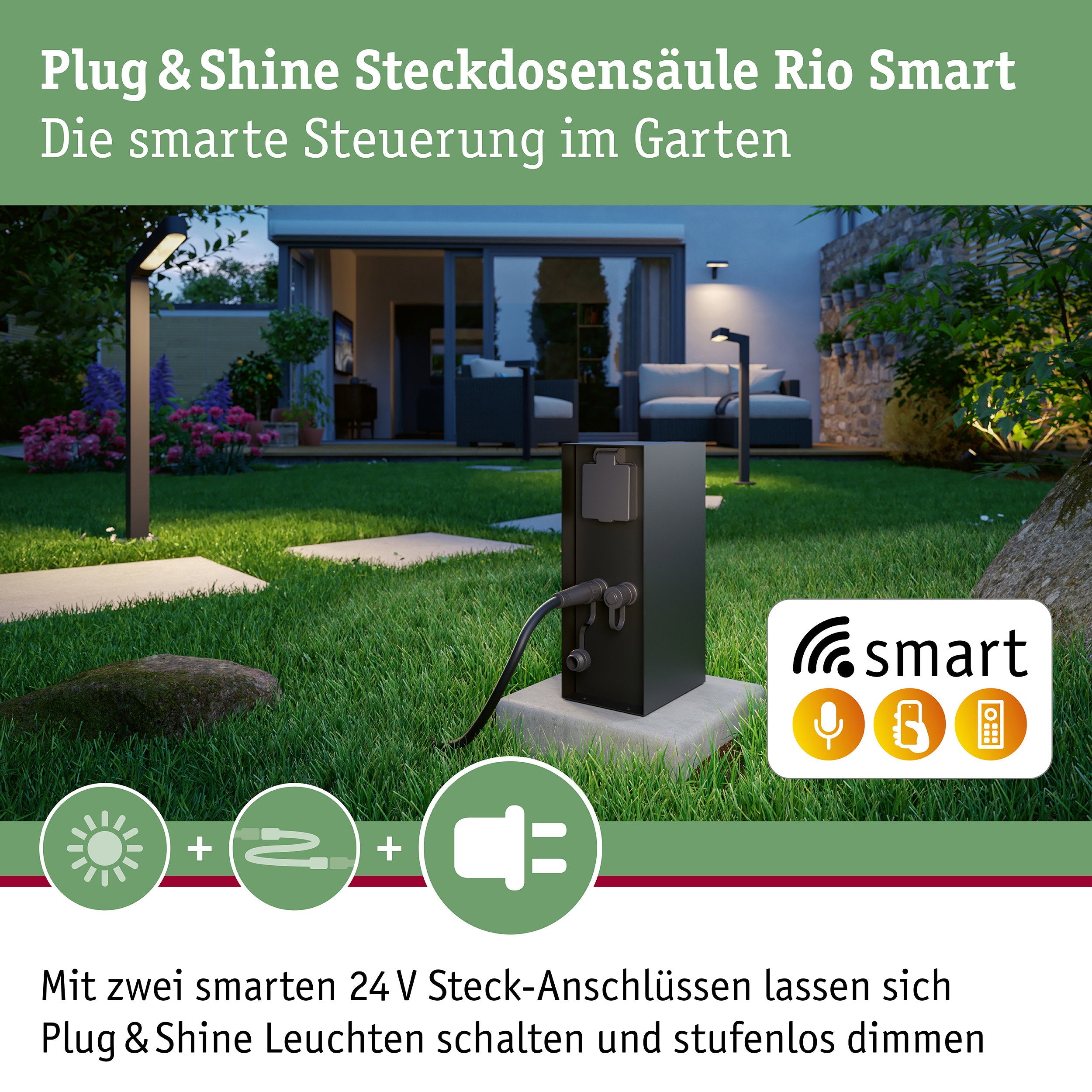 Paulmann Plug & Shine Steckdosensäule Rio Smart im Garten