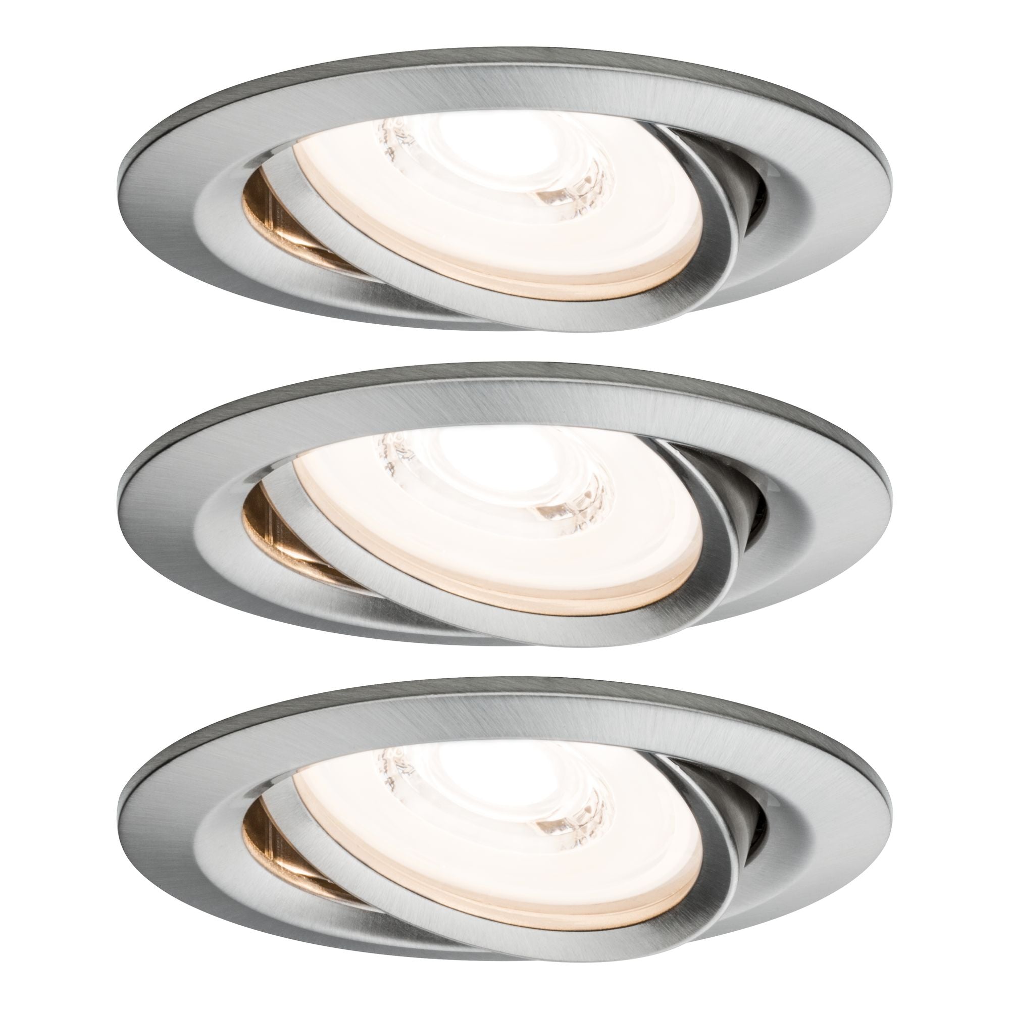 Premium LED Einbauleuchte Coin Basisset schwenkbar rund 84mm 50° Coin 3x6,3W 3x430lm 230V dimmbar 2700K Eisen gebürstet - Paulmann - 93944