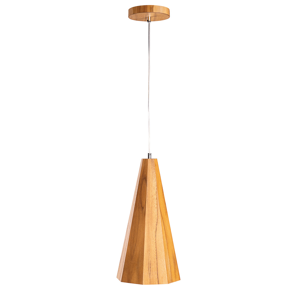 Angular Pendelleuchte aus Teakholz