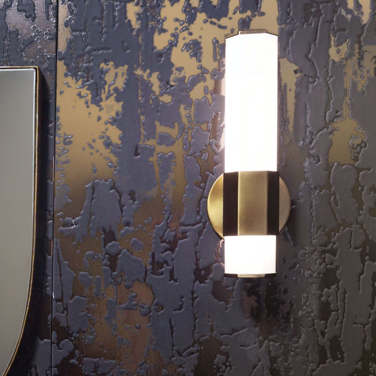 Facet Single LED Wandlampe - Heritage Brass IP44