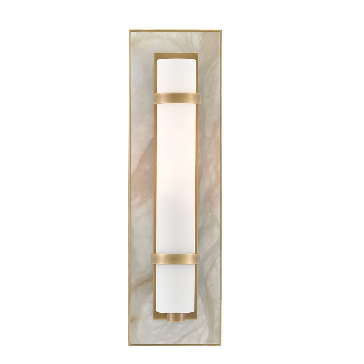 Currey & Company – Bruneau Wandleuchte 1-flammig Natur/Weiß/Gold