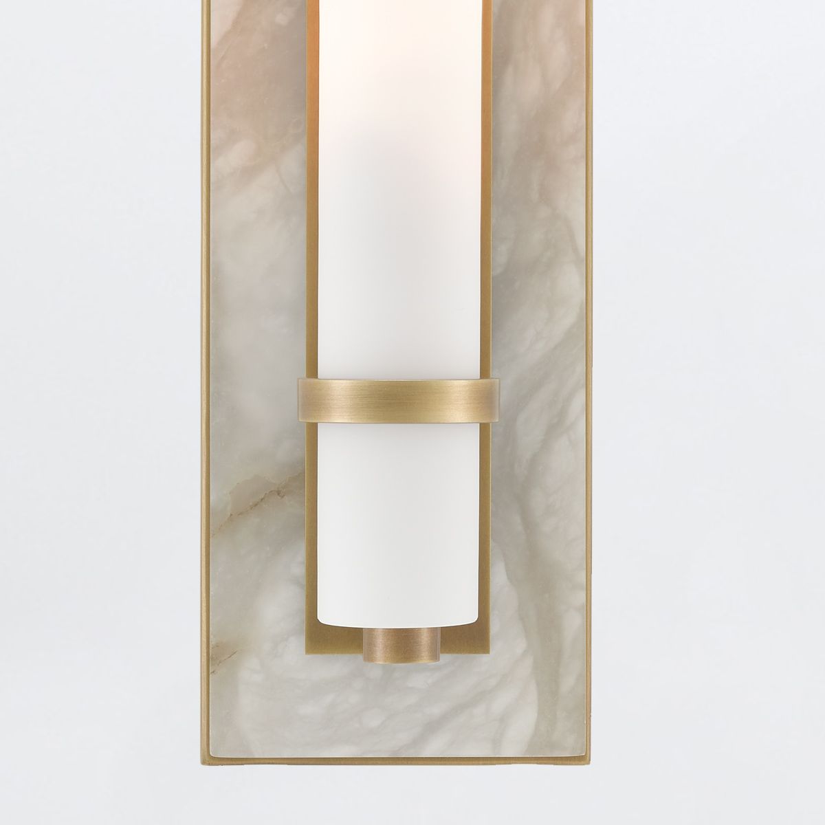 Currey & Company – Bruneau Wandleuchte 1-flammig Natur/Weiß/Gold