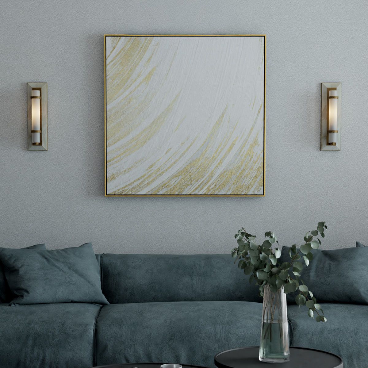 Currey & Company – Bruneau Wandleuchte 1-flammig Natur/Weiß/Gold