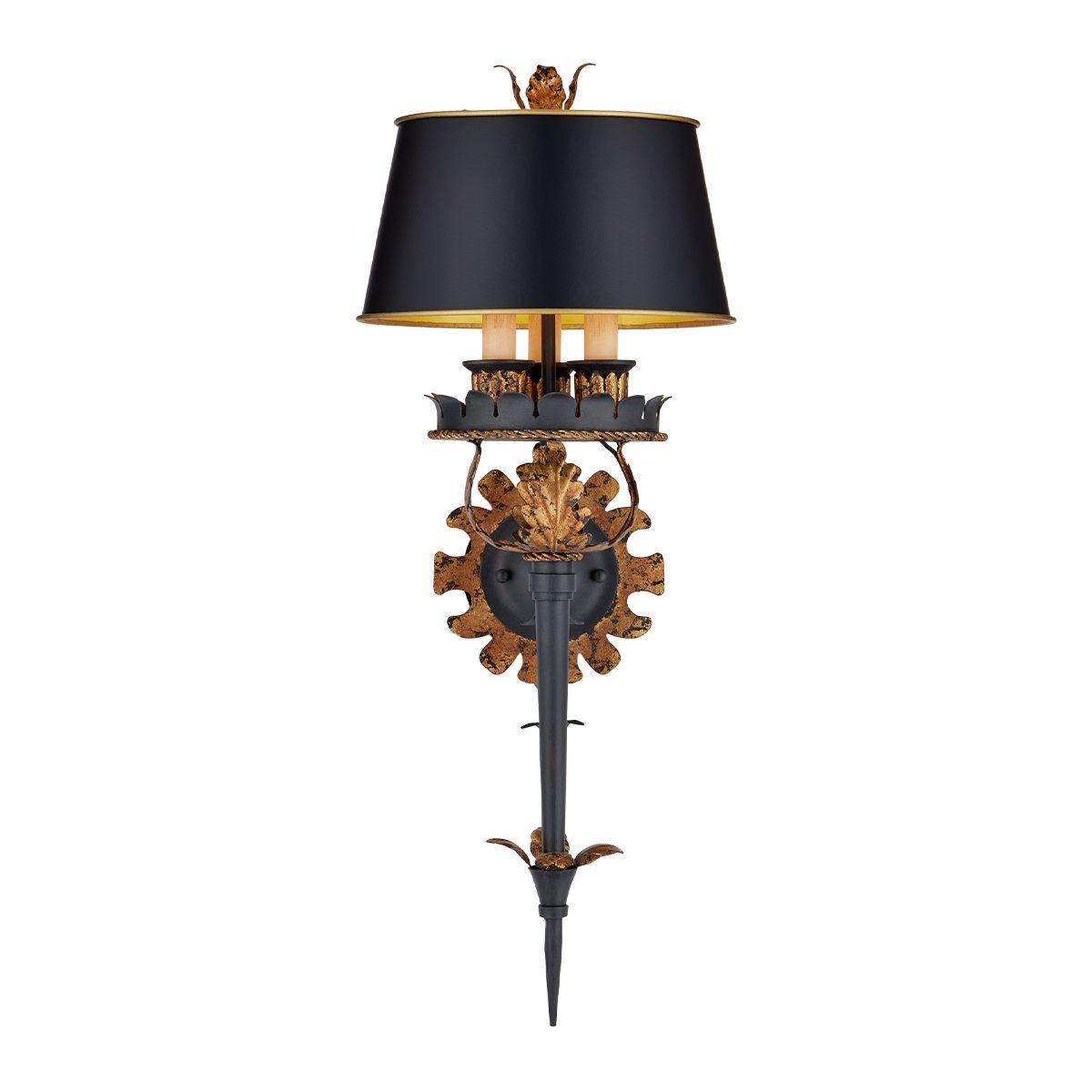Currey & Company – Duke Wandleuchte 3-flammig Gold/Schwarz
