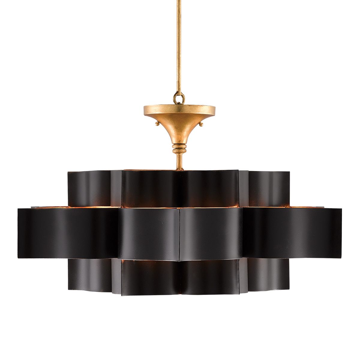 Currey & Company – Grand Lotus Kronleuchter 6-flammig Schwarz/Gold