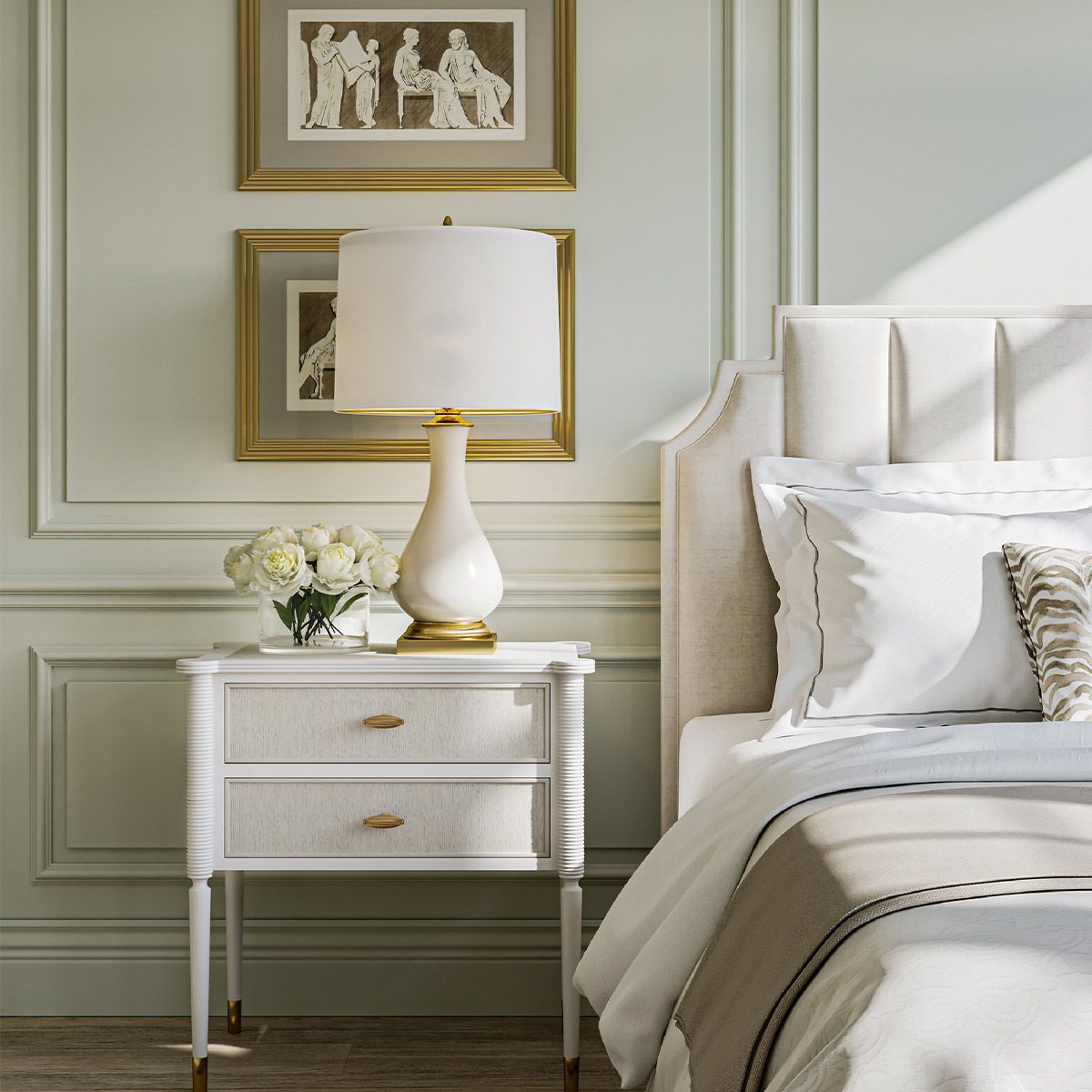 Currey & Company – Lynton Tischleuchte 1-flammig Beige/Gold