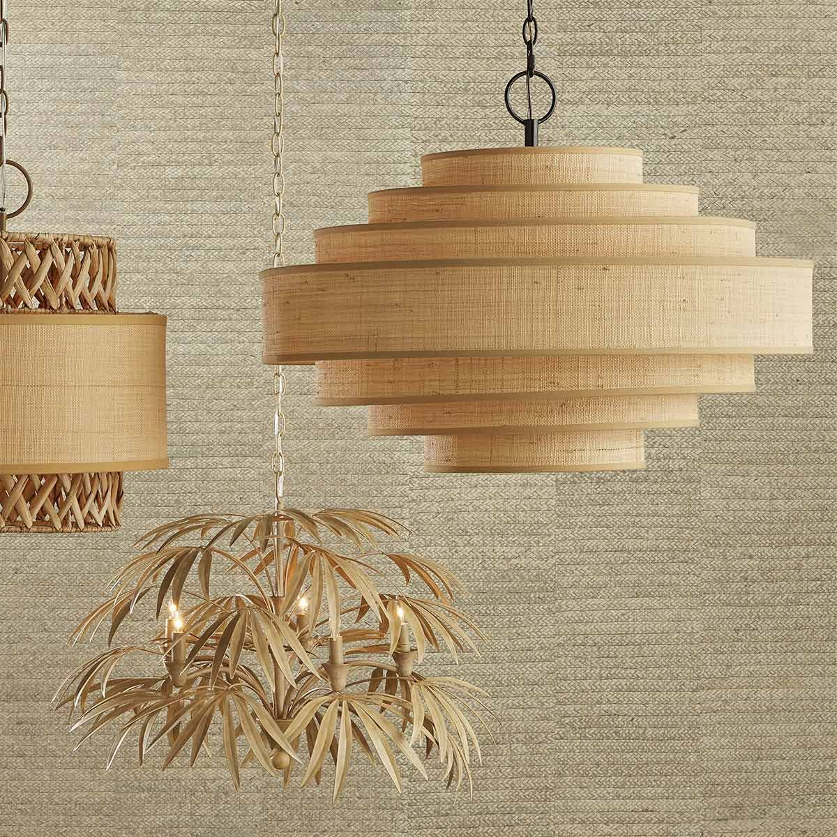 Currey & Company – Maura Kronleuchter 6-flammig Natur/Schwarz