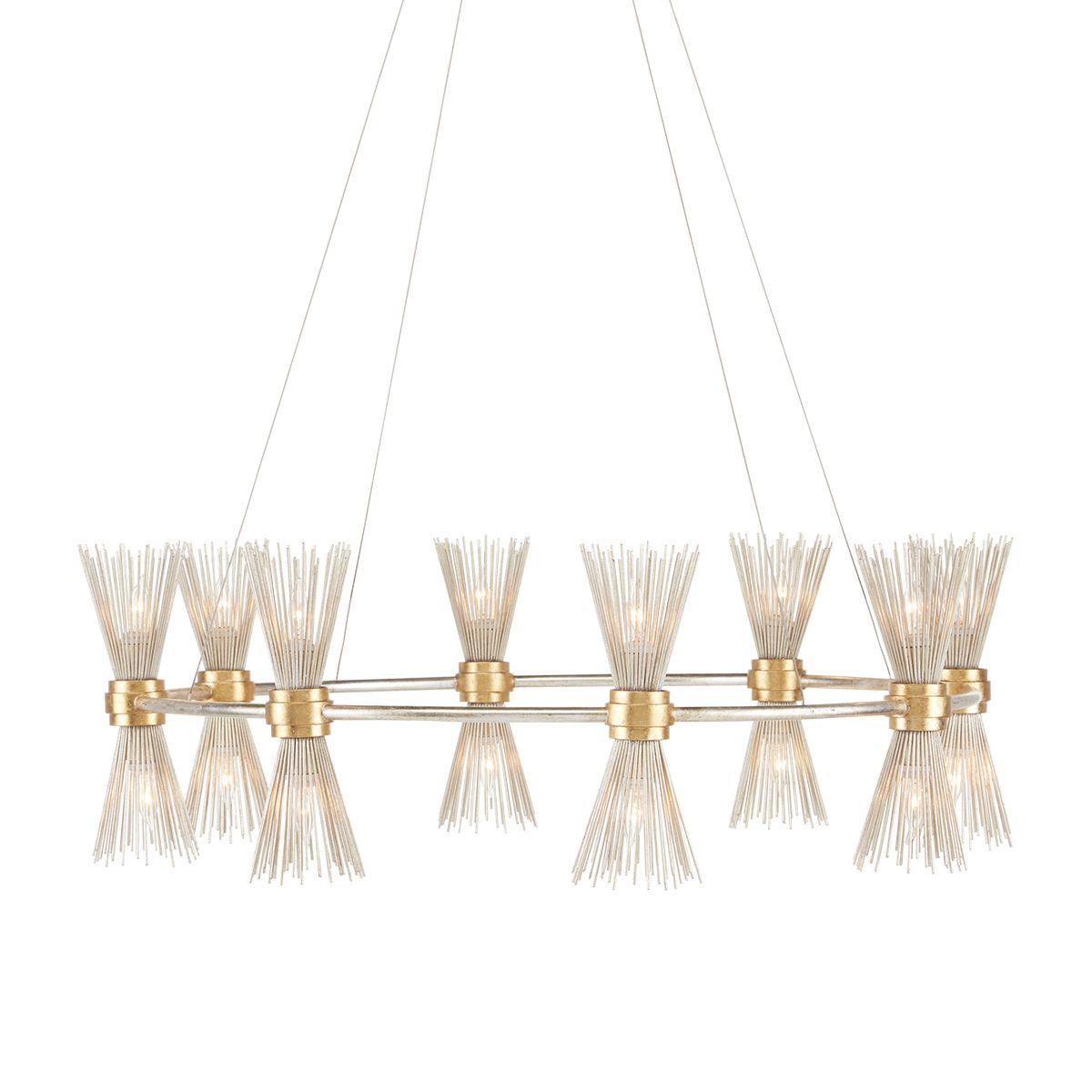 Currey & Company – Novatude Kronleuchter 16-flammig Gold/Silber