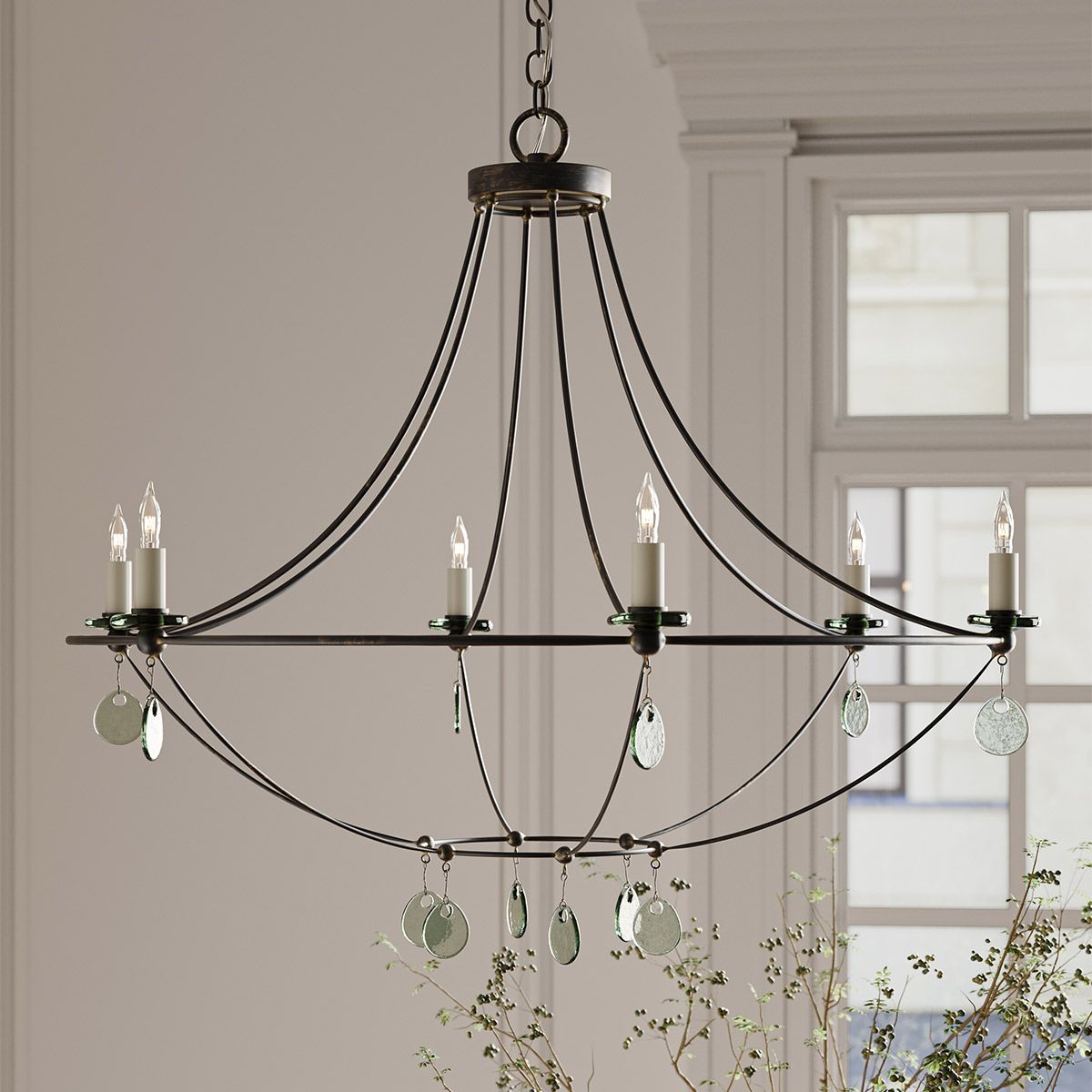 Currey & Company – Novella Kronleuchter 6-flammig Mayfair/Transparent