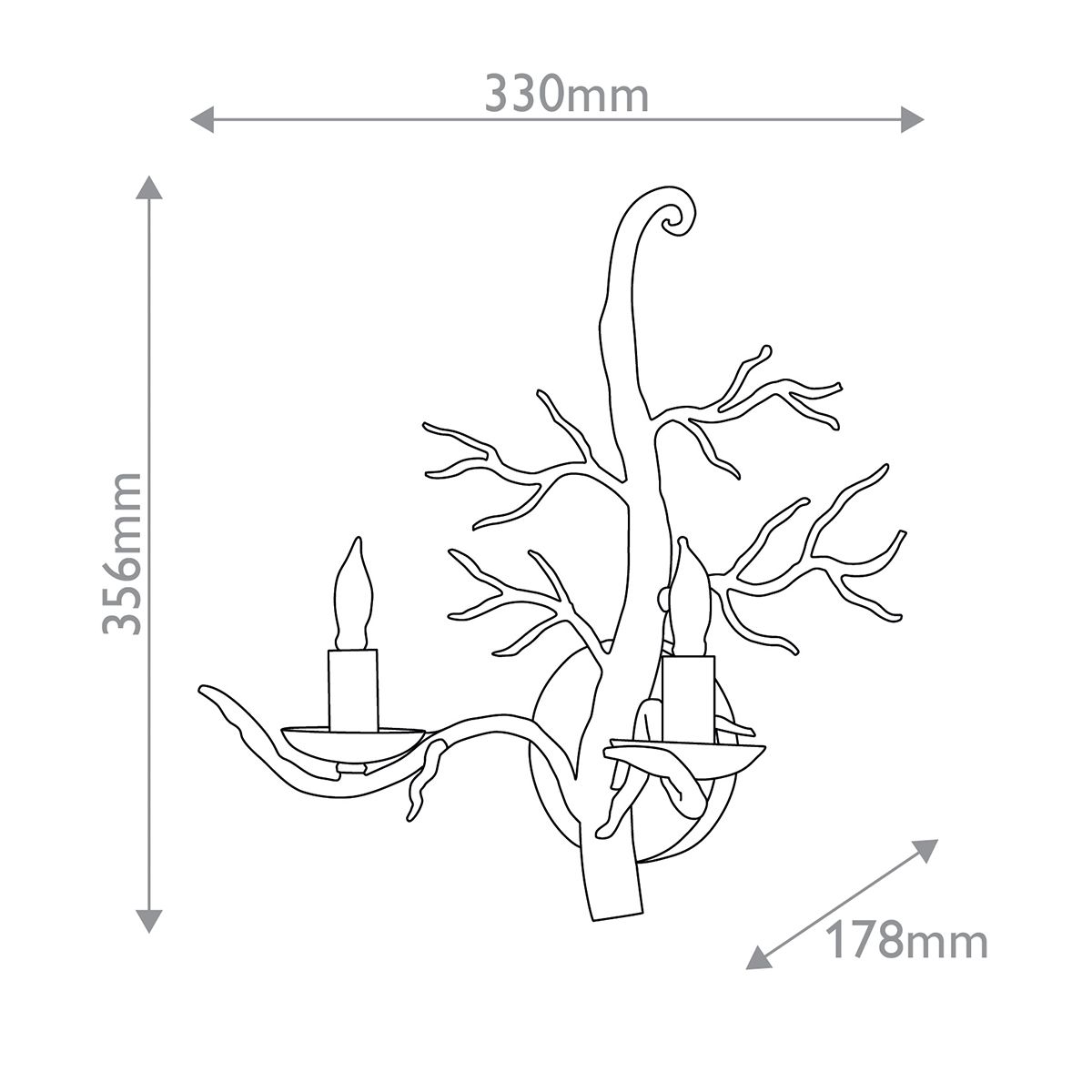 Currey & Company – Treetop Wandleuchte 2-flammig Old Iron