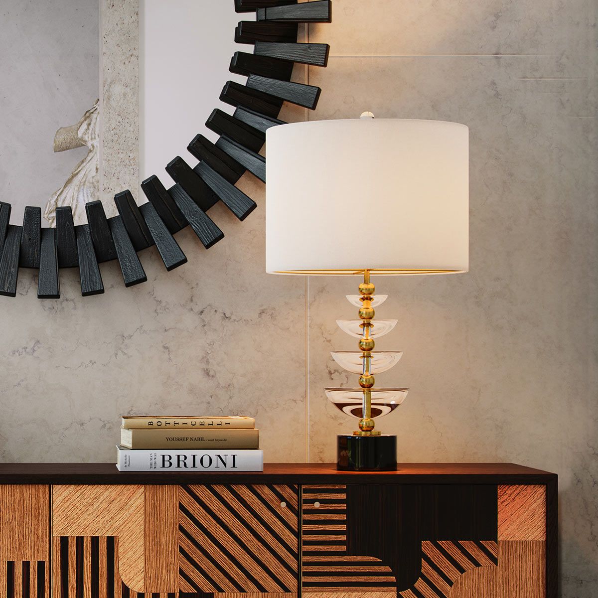Currey & Company – Waterfall Tischleuchte 1-flammig Gold