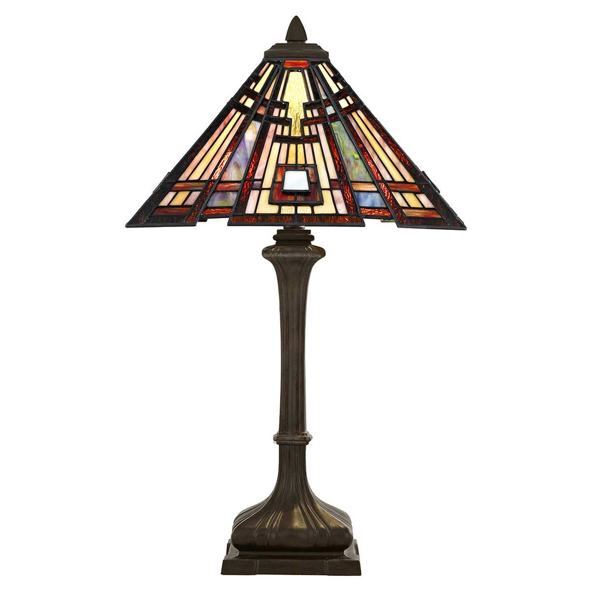 Klassische Craftsman-Tischlampe mit 2 Lichtern - Valiant Bronze
