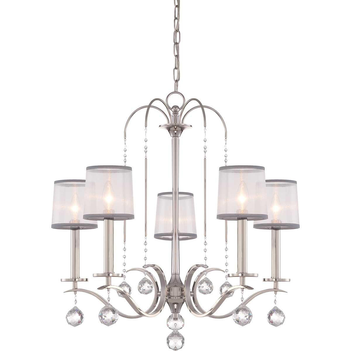 Whitney Kronleuchter mit 5 Lichtern - Imperiales Silber