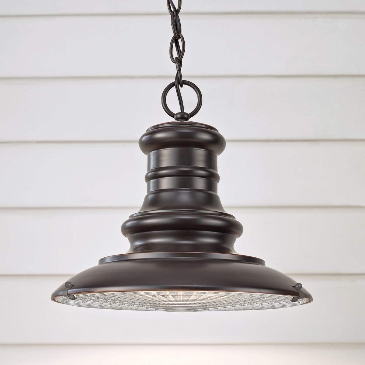 Redding Station 1 - flammige mittelgroße Kettenlaterne – Restaurierungsbronze - Elsteadlighting - FE - REDDING8 - M - RB