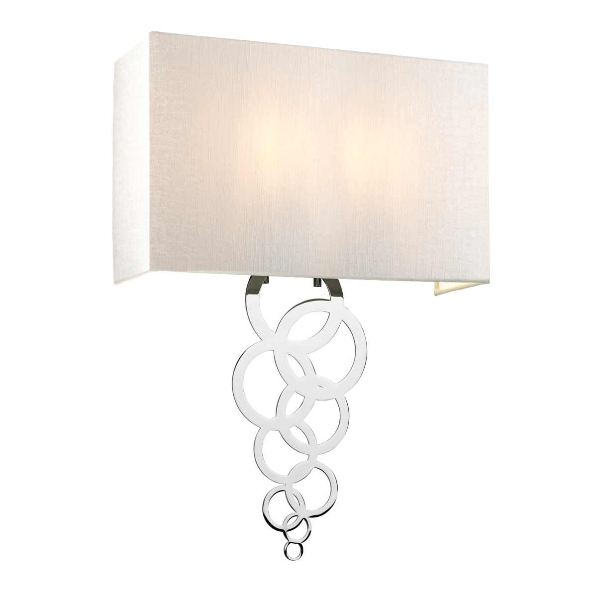 Große Wandleuchte „Rosa“ mit 2 Lichtern, poliertes Chrom
