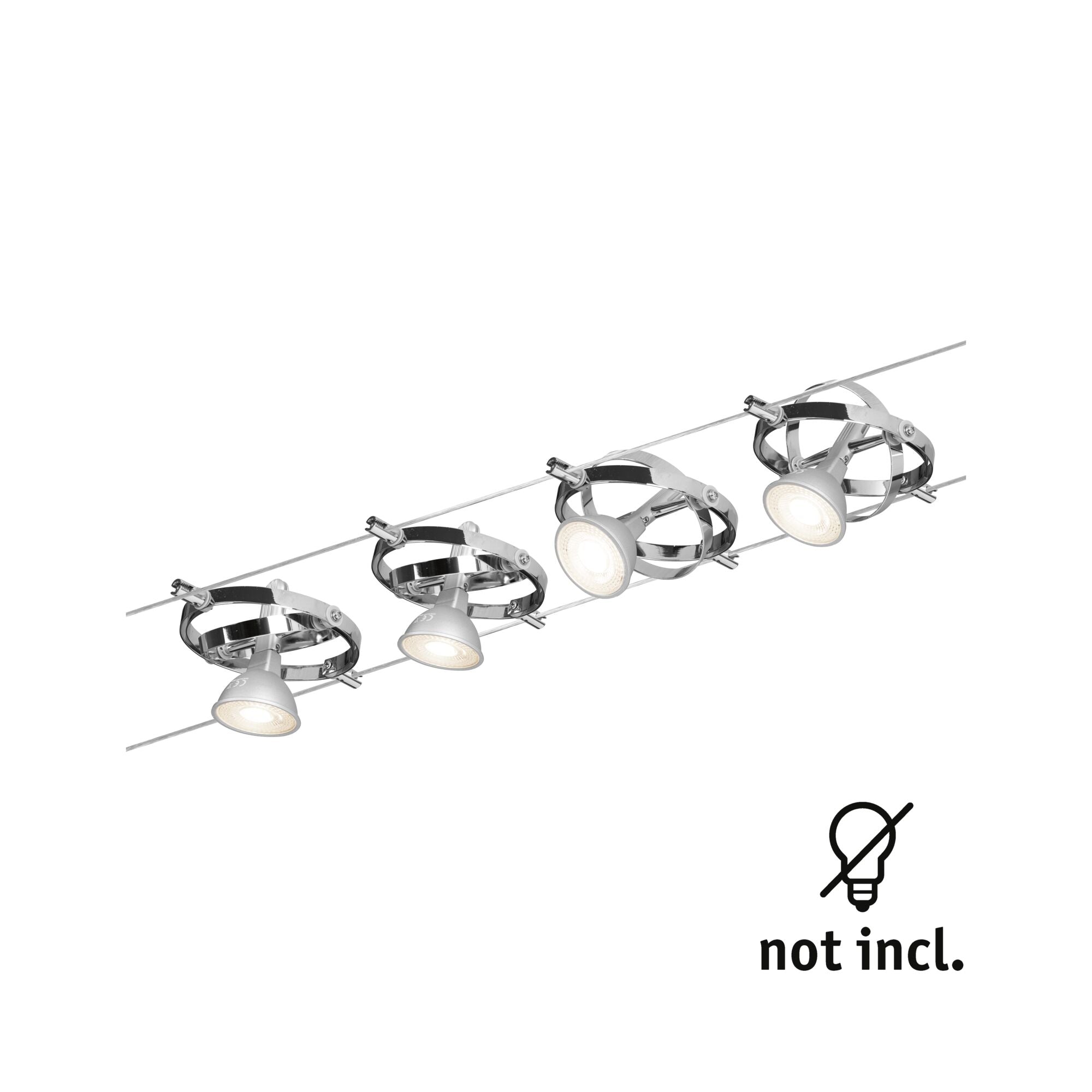 Seilsystem Cardan Basisset GU5,3 max. 4x10W dimmbar 230/12V Chrom matt/Chrom - Paulmann - 94144