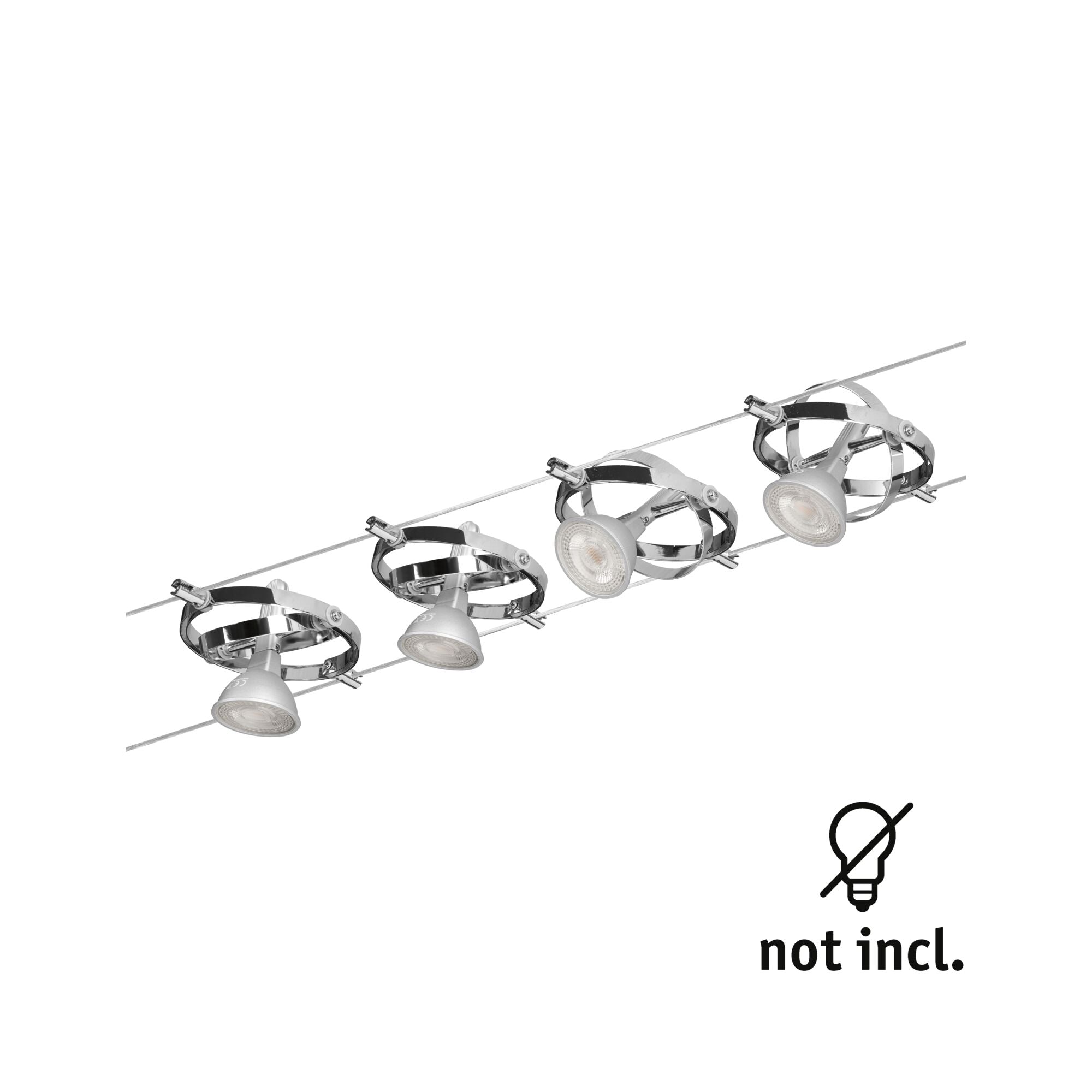 Seilsystem Cardan Basisset GU5,3 max. 4x10W dimmbar 230/12V Chrom matt/Chrom - Paulmann - 94144