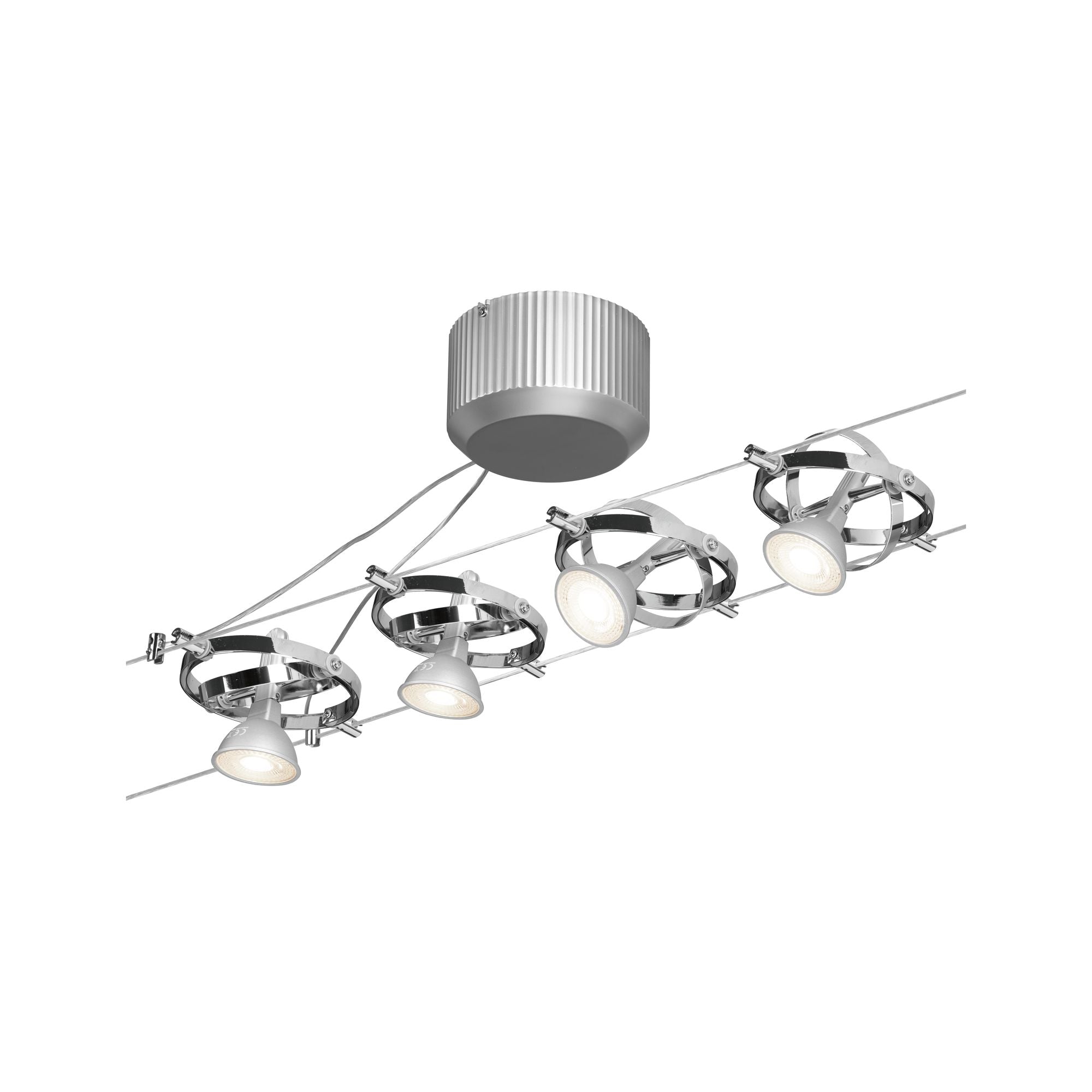 Seilsystem Cardan Basisset GU5,3 max. 4x10W dimmbar 230/12V Chrom matt/Chrom - Paulmann - 94144